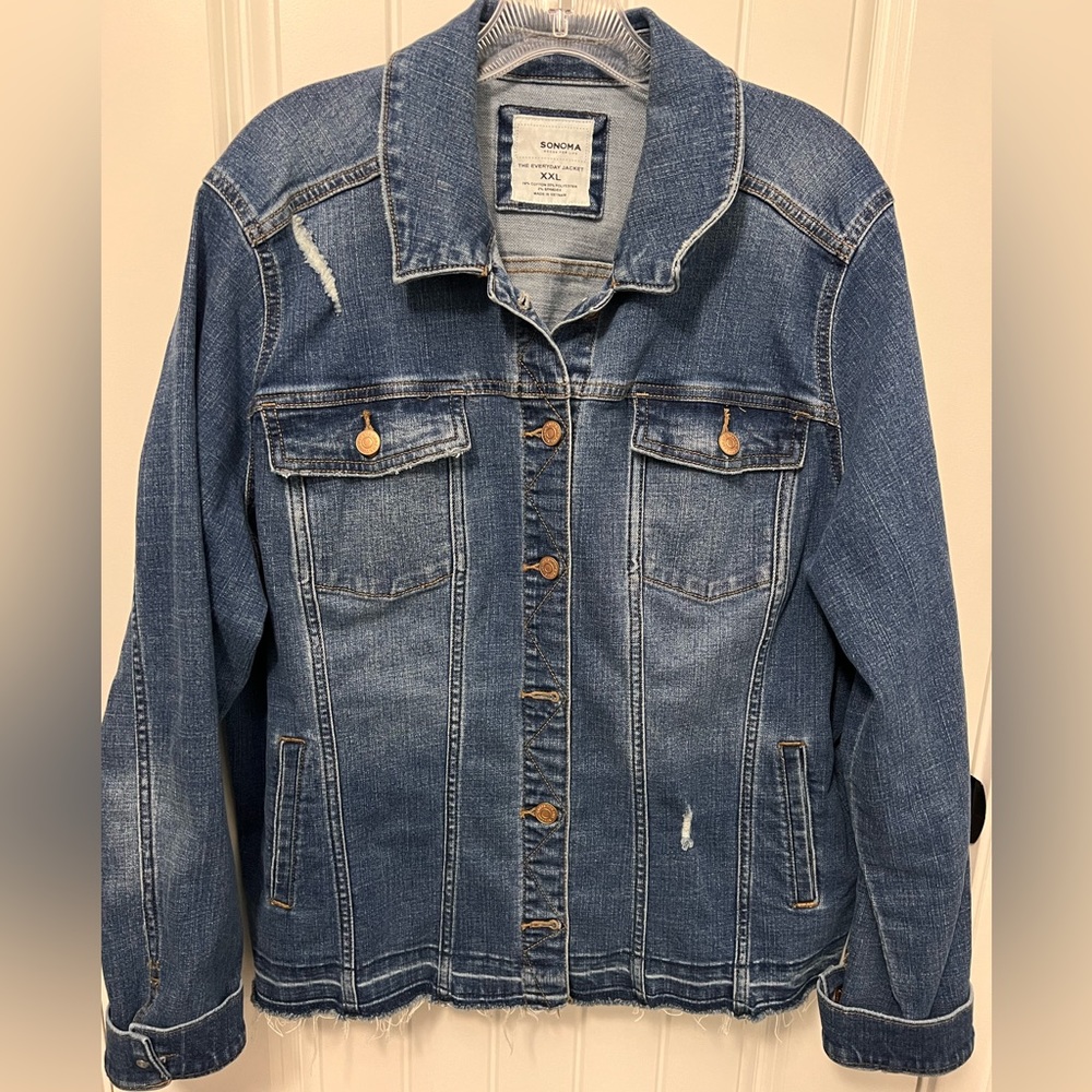 Ladies distressed denim jacket
